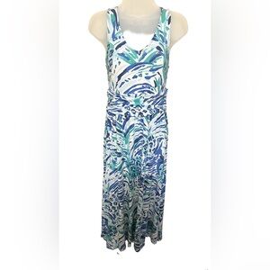 UV Skinz Maxi Dress S Blue White Painted Pineapple Beach Vacation Women Coastal